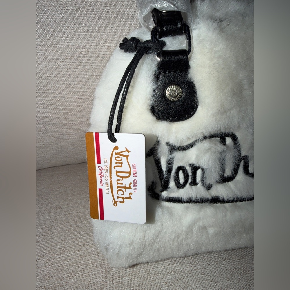 SOLD - Von Dutch Black and White Faux Fur Mini Bag - Picture 2 of 9